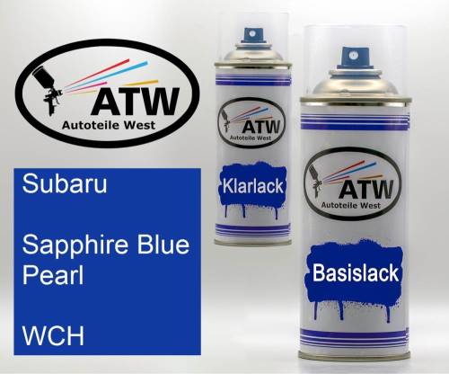 Subaru, Sapphire Blue Pearl, WCH: 400ml Sprühdose + 400ml Klarlack - Set, von ATW Autoteile West.